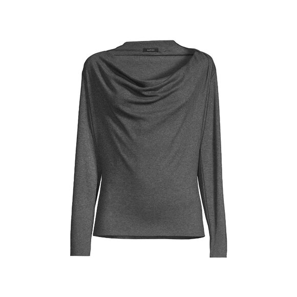 Natori Cowlneck Jersey Long Sleeve Draped Neck Top Gray Small NEW - Picture 1 of 5
